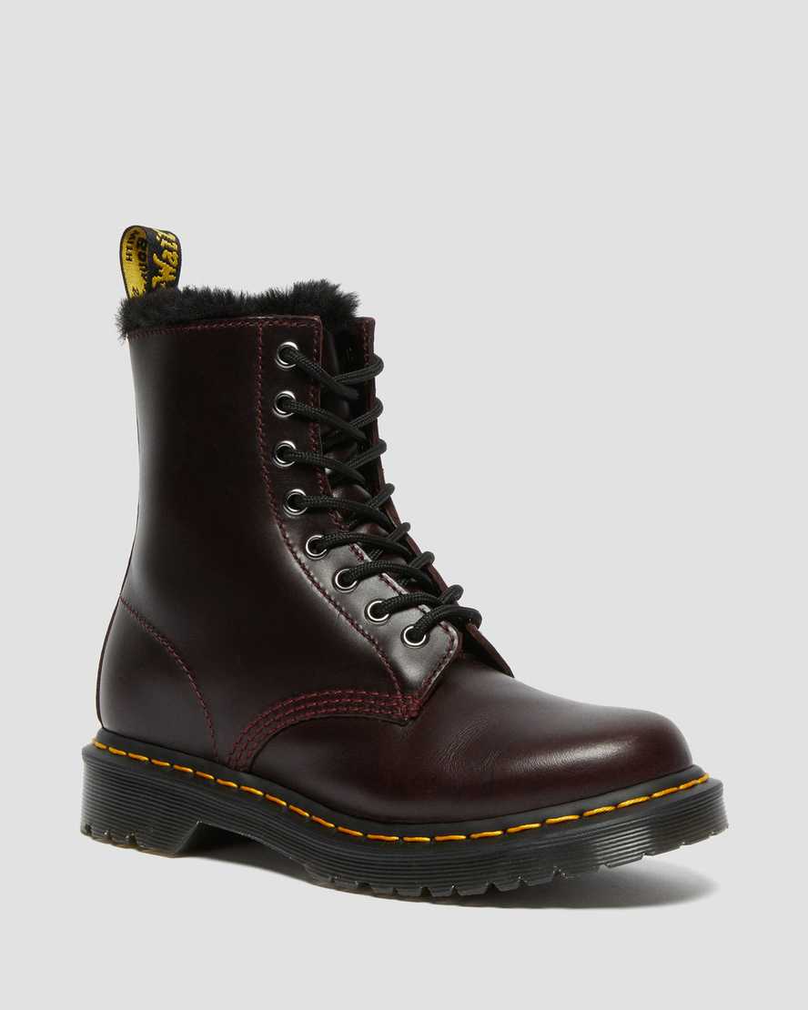 Dr. Martens 1460 Serena Faux Fur Lined Naisten Nauhalliset Nilkkurit - Viininpunainen Nilkkurit [951